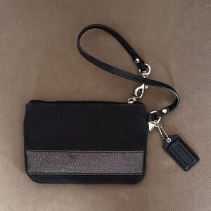 COACH Black and Shimmer Gray Wristlet with Strap